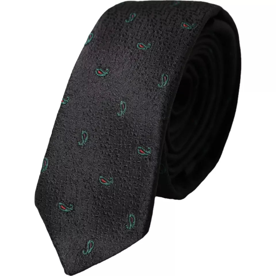 Cravate homme ajustable Dolce & Gabbana Black Fantasy 100 % soie