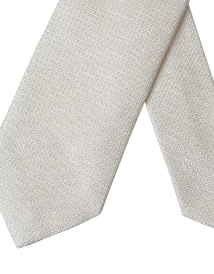 Cravate Classique Réglable en Soie à Motifs Écru Dolce & Gabbana