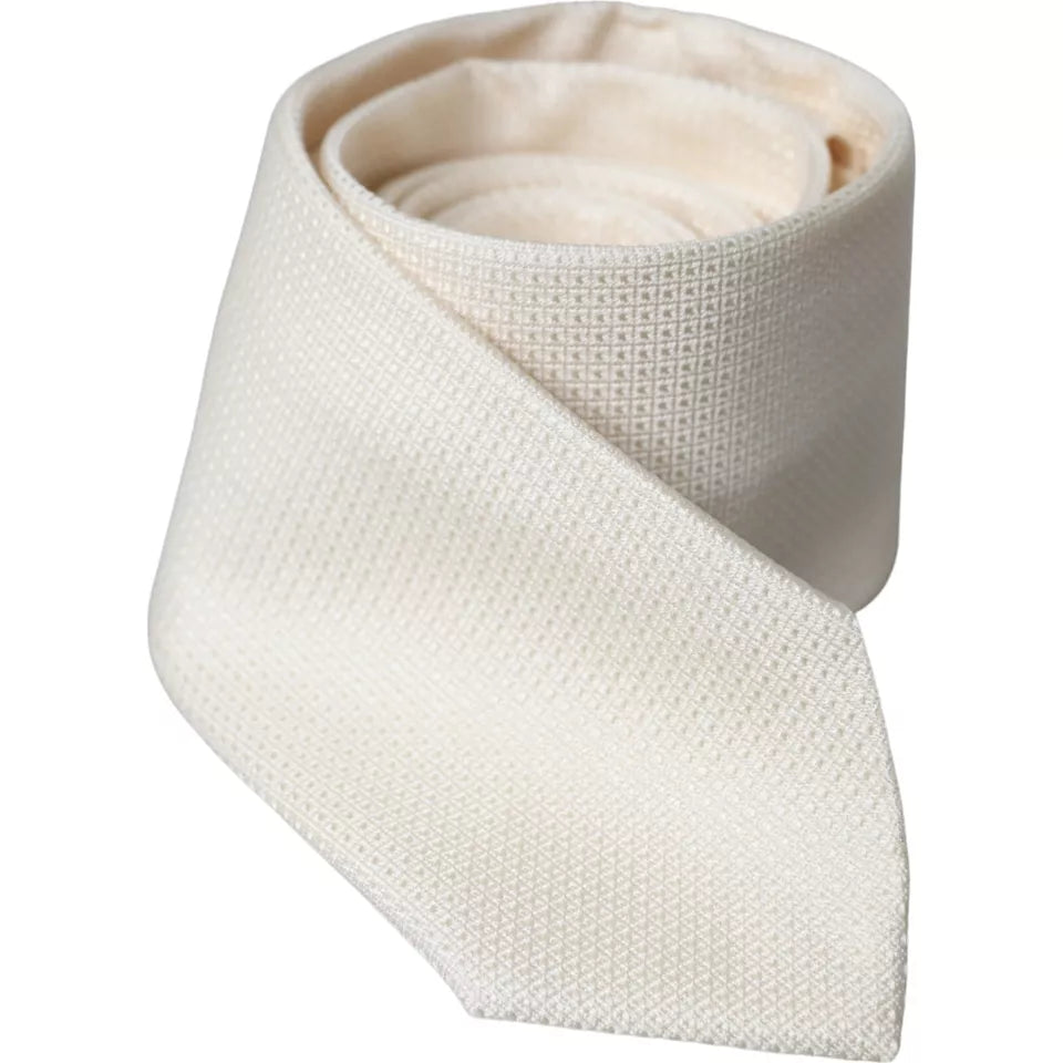 Cravate Classique Réglable en Soie à Motifs Écru Dolce & Gabbana