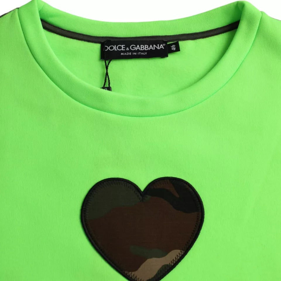 Pull ras du cou Dolce & Gabbana en patchwork cœur vert