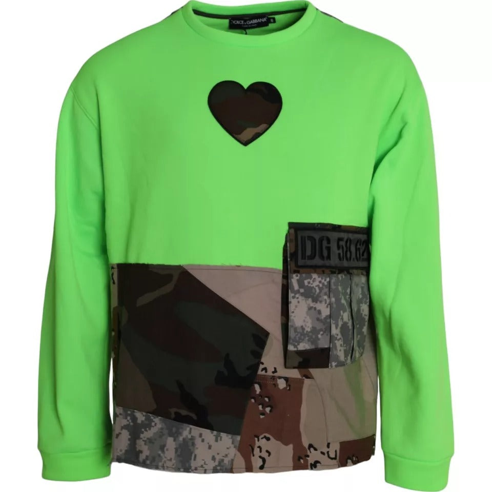 Pull ras du cou Dolce & Gabbana en patchwork cœur vert