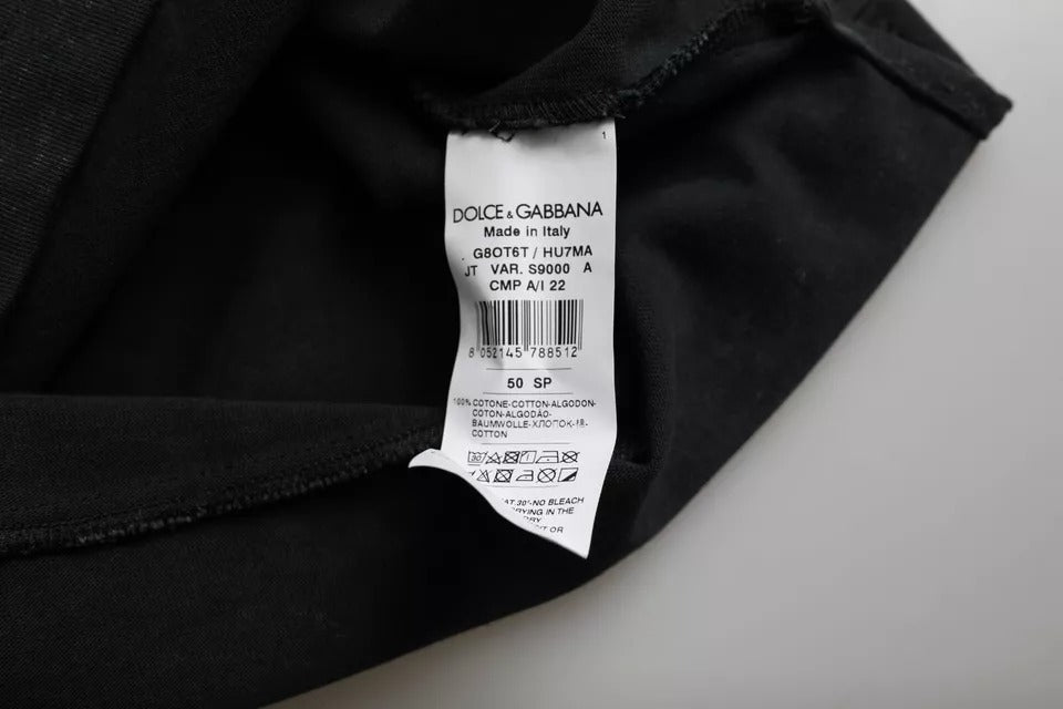 T-shirt Dolce & Gabbana en coton noir à imprimé graphique et col ras du cou