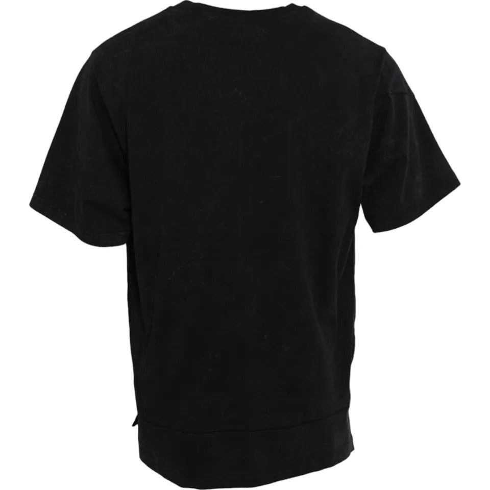T-shirt Dolce & Gabbana en coton noir à imprimé graphique et col ras du cou