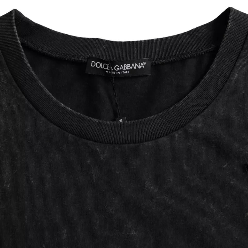 T-shirt Dolce & Gabbana en coton noir à imprimé graphique et col ras du cou