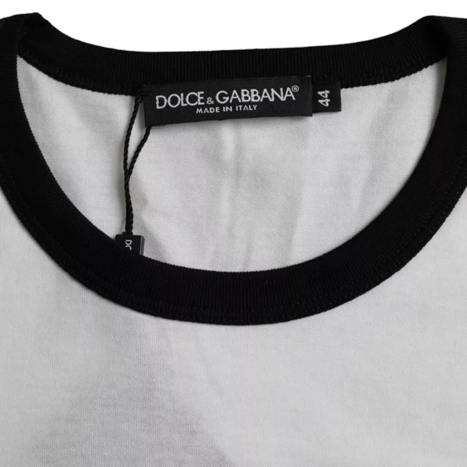 T-shirt Dolce & Gabbana en coton noir et blanc à imprimé jazz et manches courtes