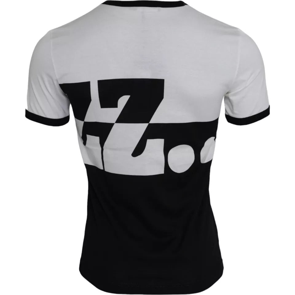 T-shirt Dolce & Gabbana en coton noir et blanc à imprimé jazz et manches courtes