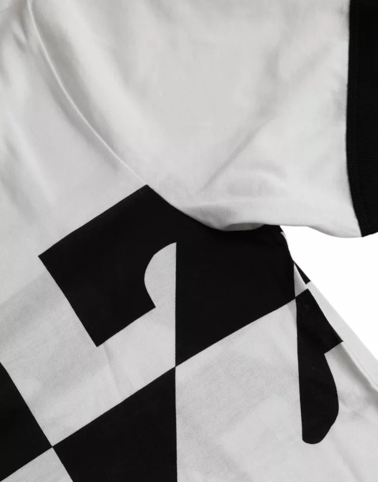 T-shirt Dolce & Gabbana en coton noir et blanc à imprimé jazz et manches courtes