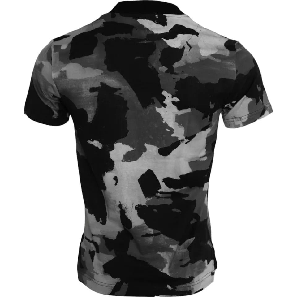 T-shirt à col ras du cou en coton camouflage multicolore Dolce & Gabbana