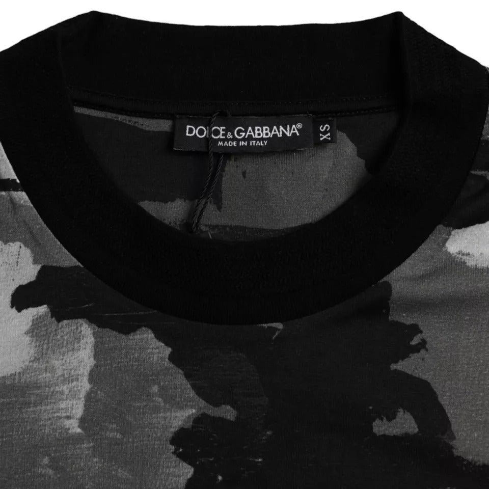T-shirt à col ras du cou en coton camouflage multicolore Dolce & Gabbana