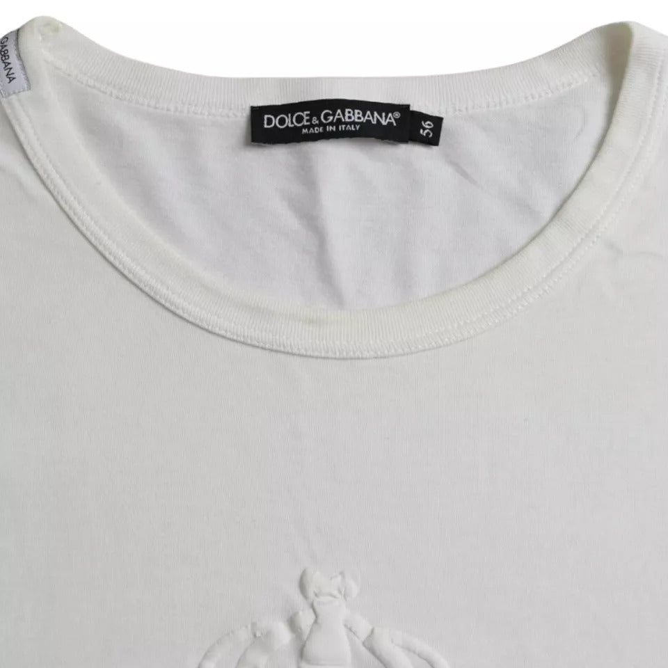 T-shirt Dolce & Gabbana en coton blanc à col rond avec logo embossé