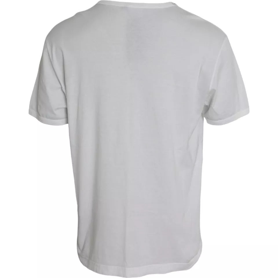 T-shirt Dolce & Gabbana en coton blanc à col rond avec logo embossé