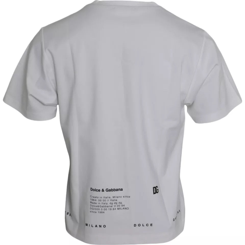 T-shirt en coton pour homme Dolce & Gabbana blanc imprimé lèvres rouges