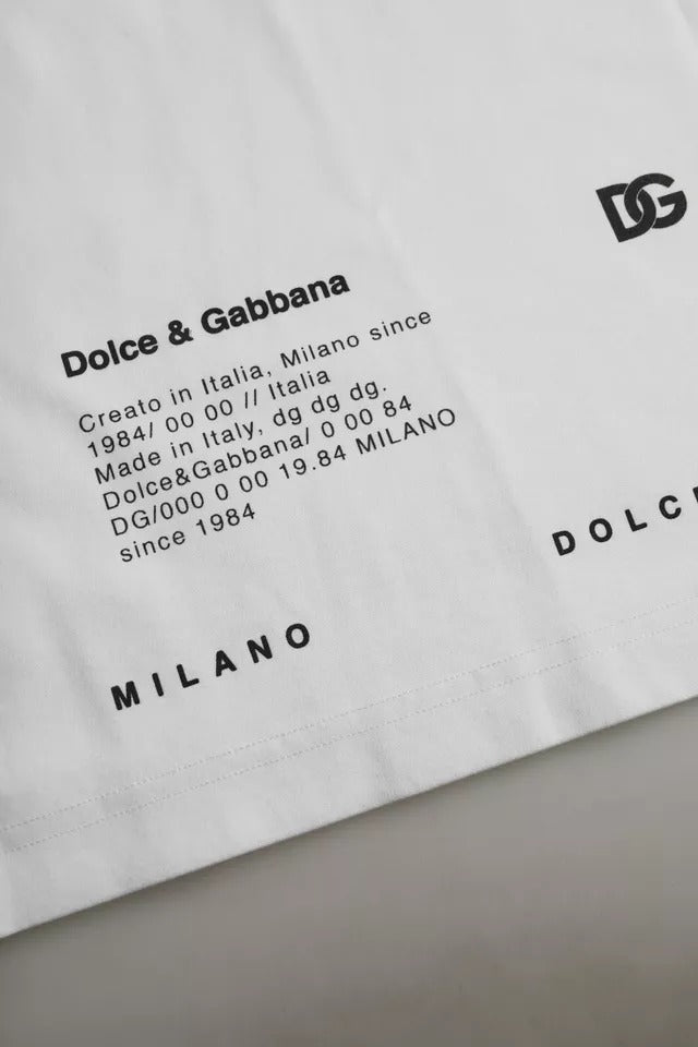 T-shirt en coton pour homme Dolce & Gabbana blanc imprimé lèvres rouges