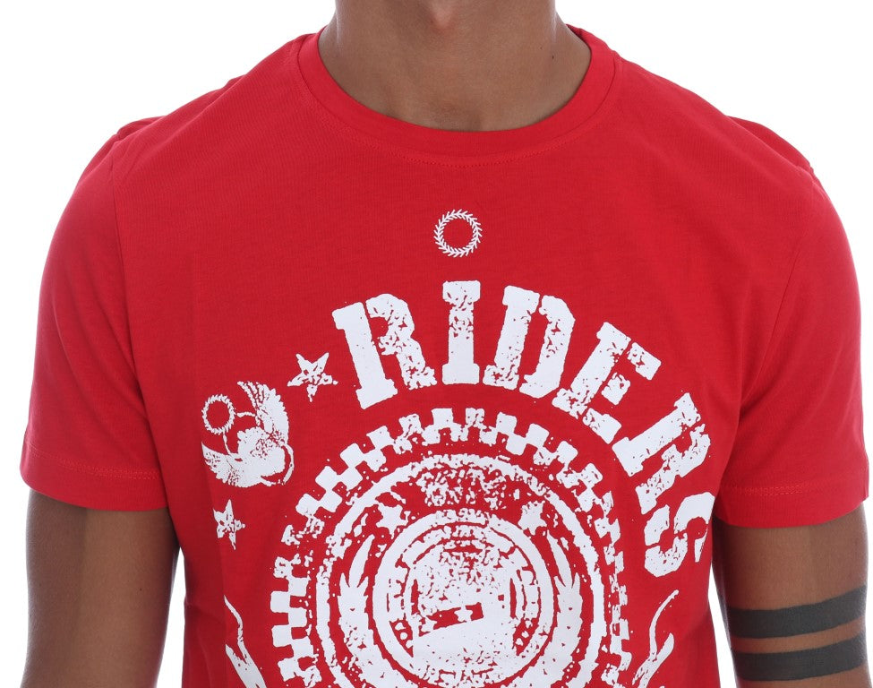T-shirt ras du cou Frankie Morello rouge en coton RIDERS
