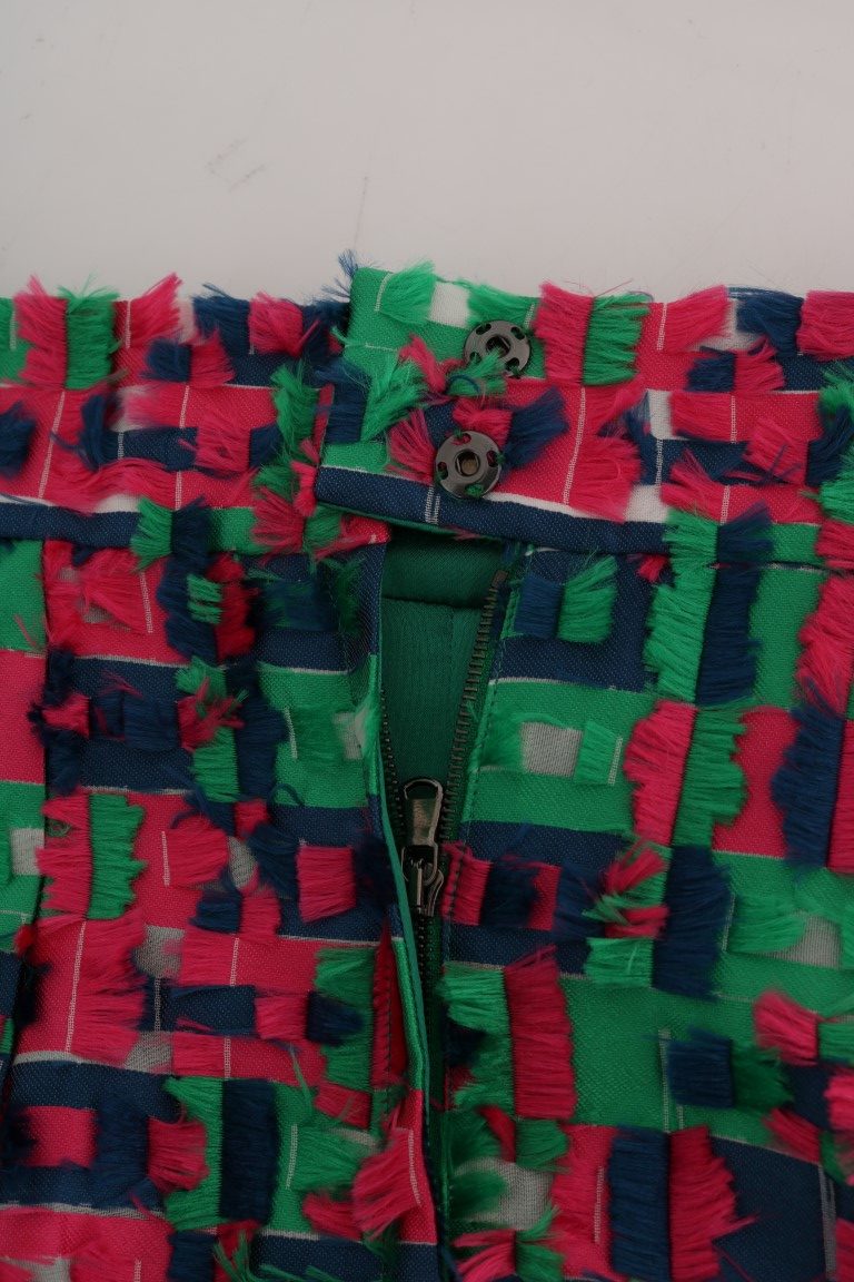 Jupe Crayon Jacquard Rose et Verte Dolce & Gabbana