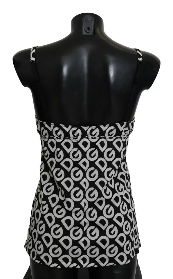 Maillot de bain sans manches Dolce & Gabbana noir imprimé DG Mania