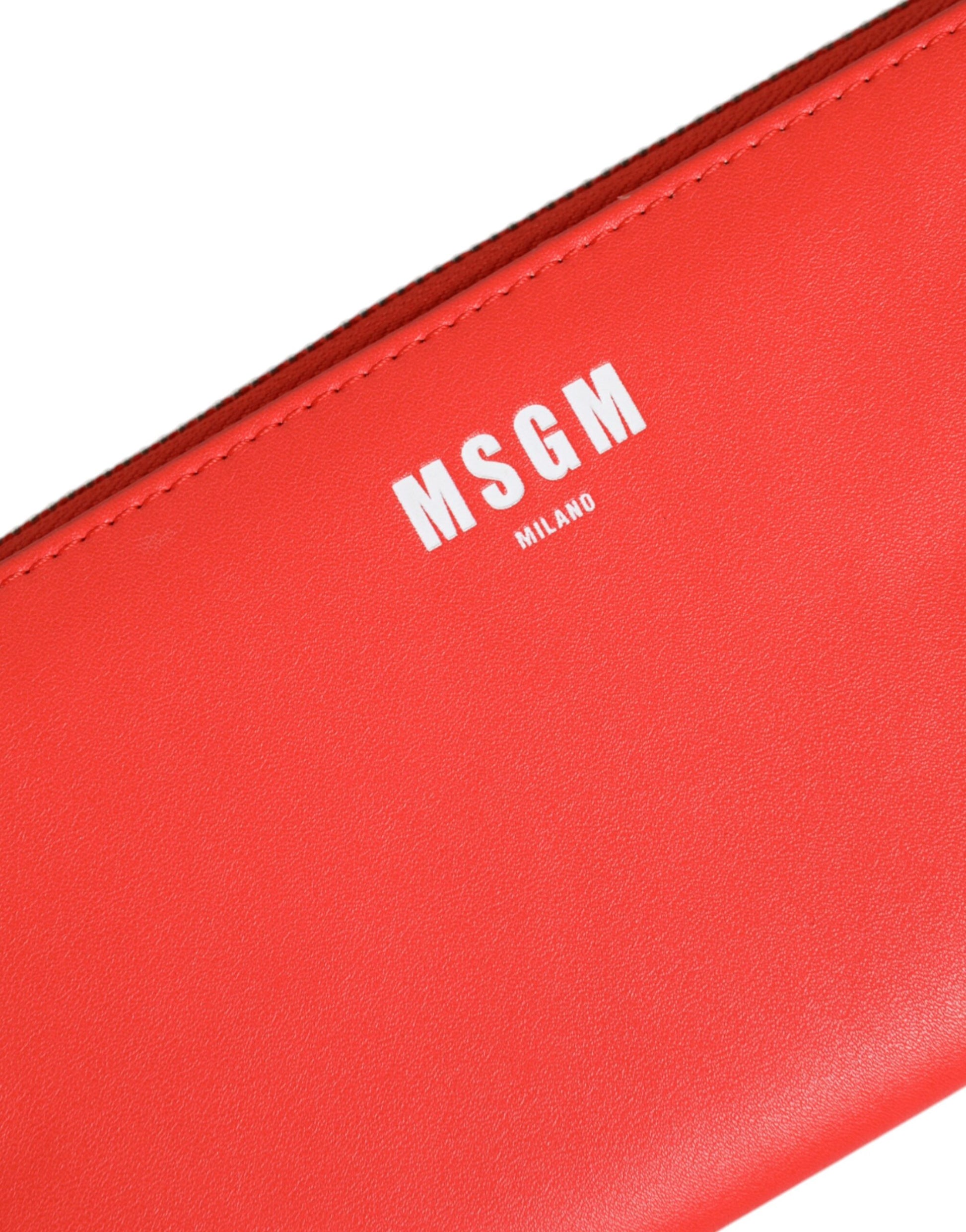 MSGM Continental-Kartenetui aus rotem Leder mit Rundum-Reißverschluss, zweifach faltbare Clutch