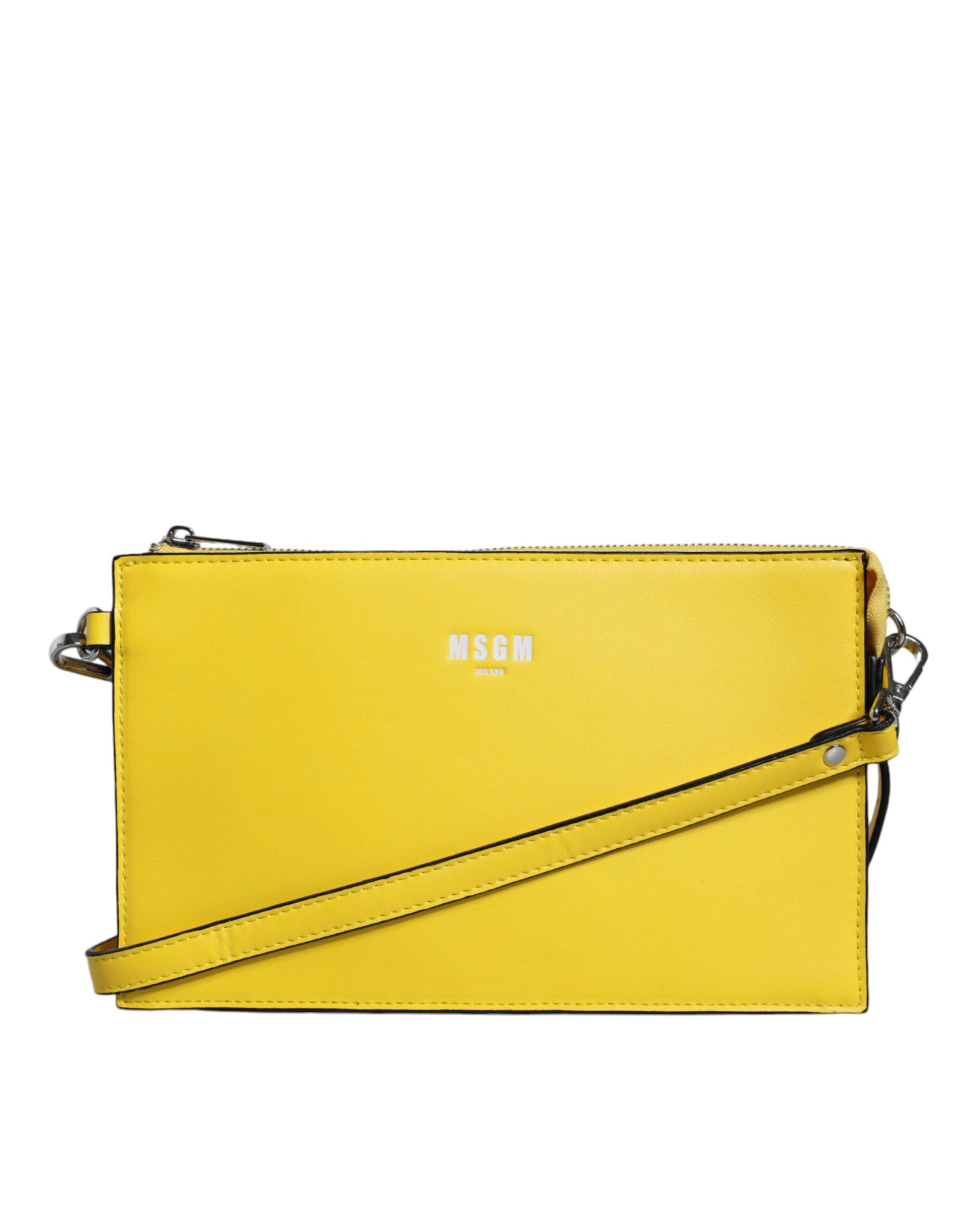 MSGM – Umhängetasche mit Logo aus gelbem Leder