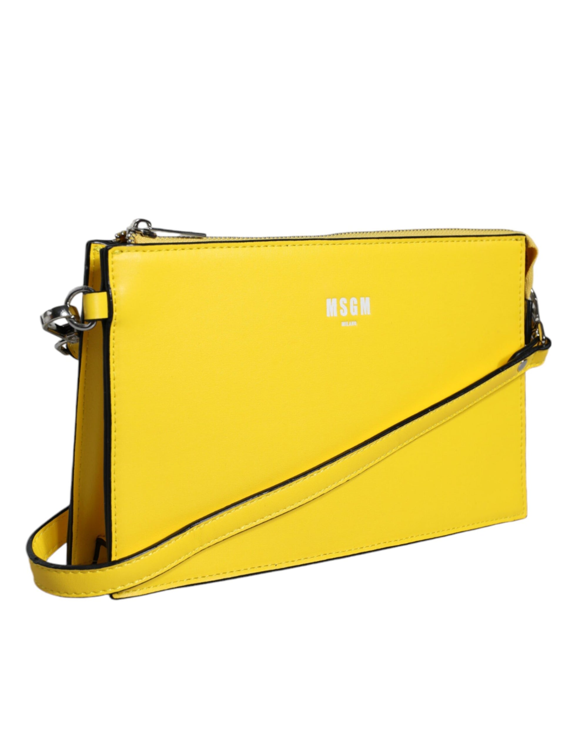 MSGM – Umhängetasche mit Logo aus gelbem Leder