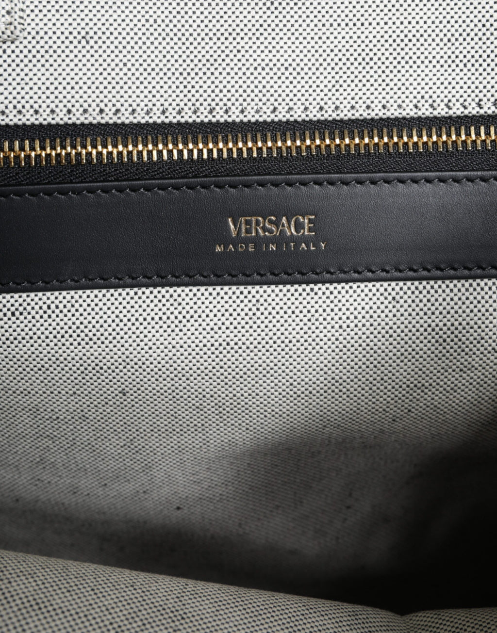 Sac cabas/bandoulière Versace blanc en toile et cuir avec logo et poignée supérieure