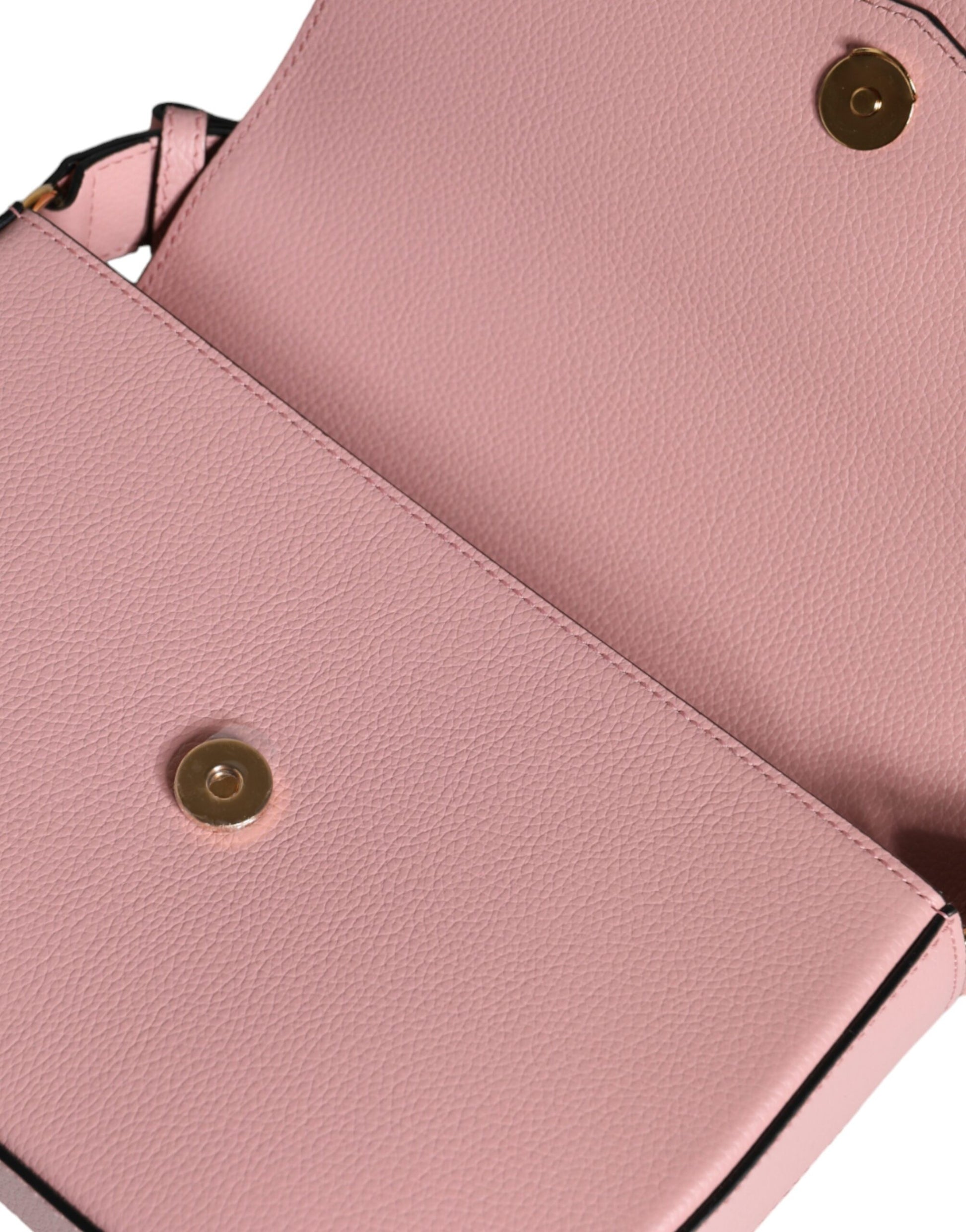 Sac à bandoulière Versace rose en cuir de veau grainé avec logo