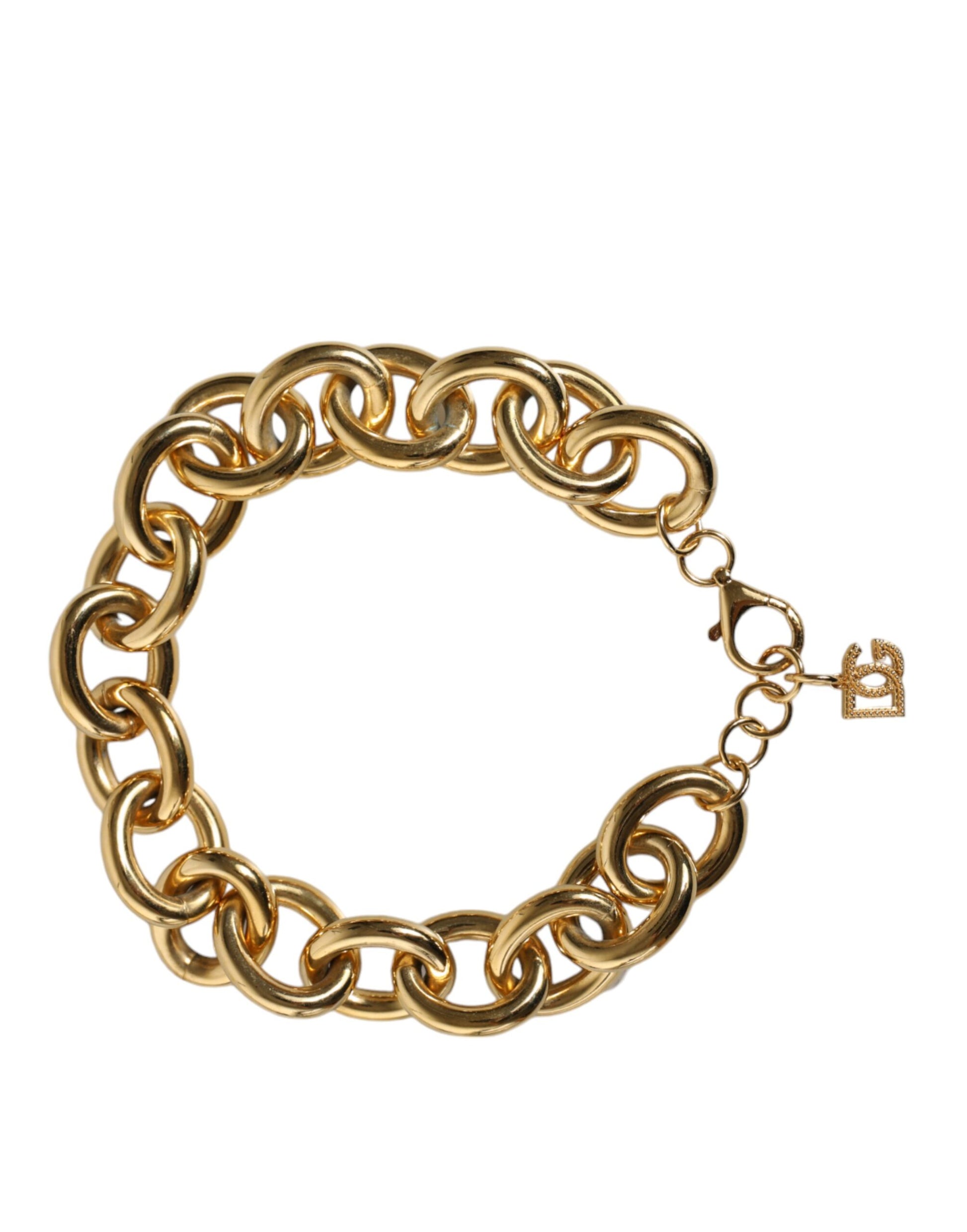 Dolce &amp; Gabbana – Maxi-Kettenarmband aus goldfarbenem Messing mit Karabinerverschluss und Logo