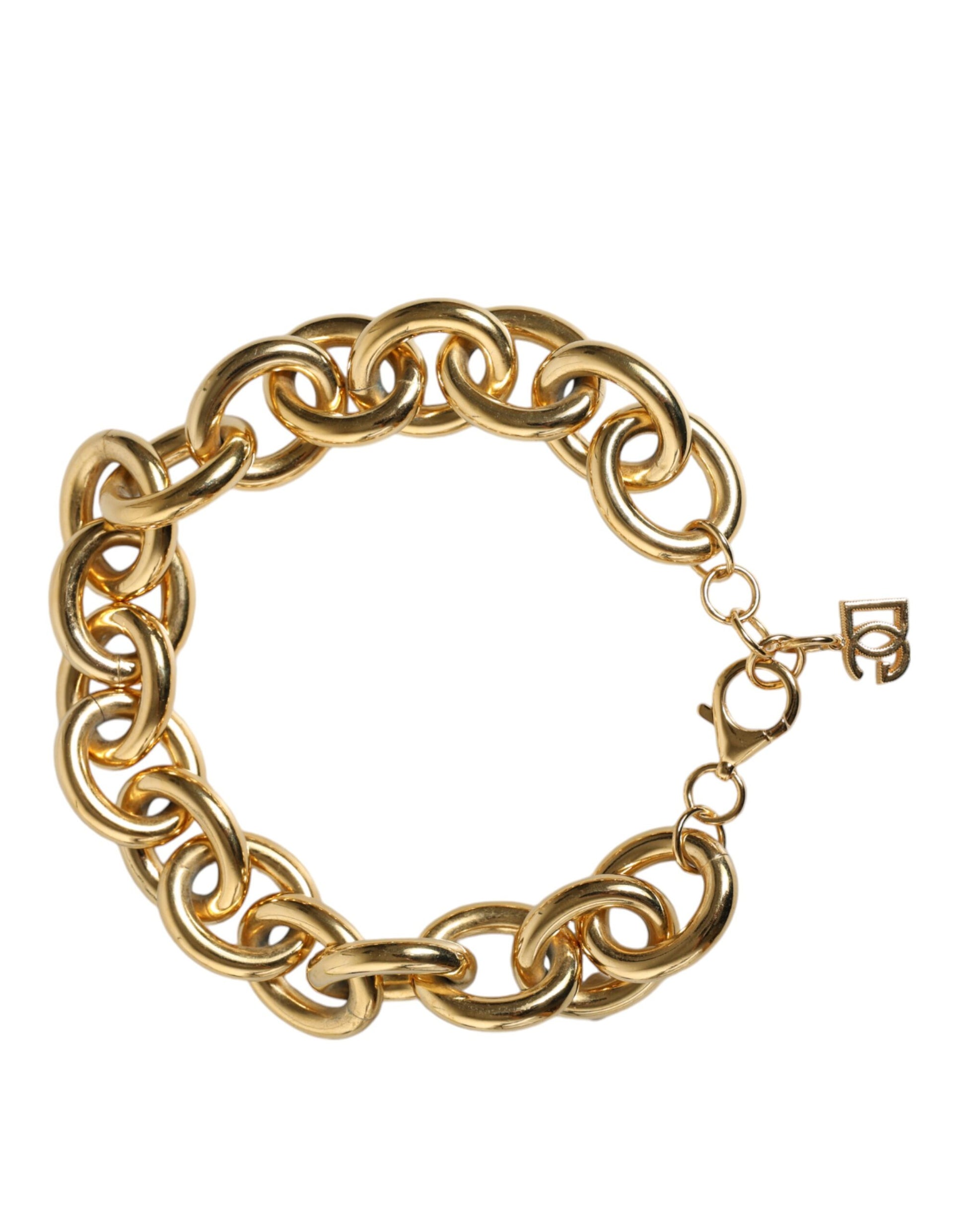 Dolce &amp; Gabbana – Maxi-Kettenarmband aus goldfarbenem Messing mit Karabinerverschluss und Logo