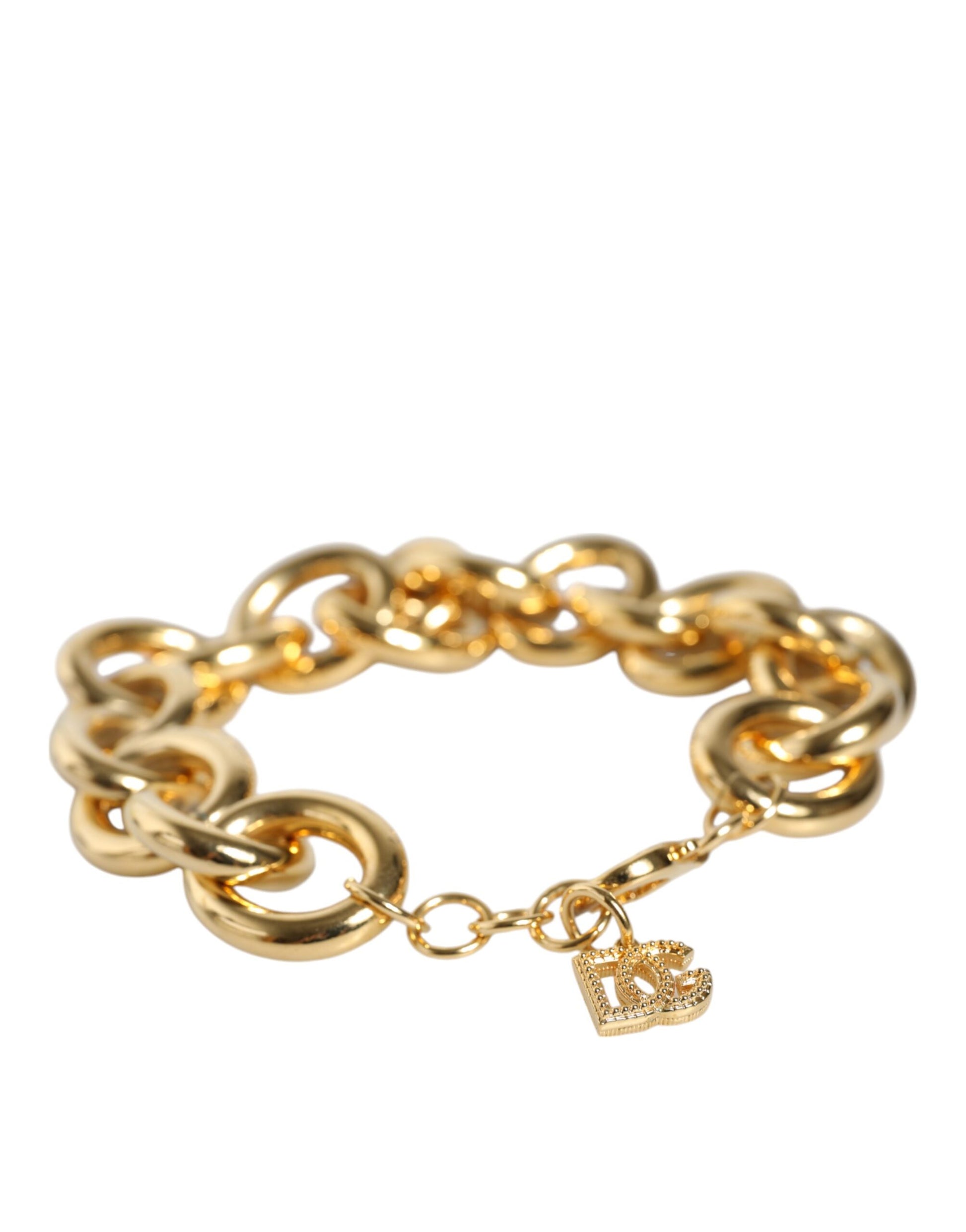 Dolce &amp; Gabbana – Maxi-Kettenarmband aus goldfarbenem Messing mit Karabinerverschluss und Logo