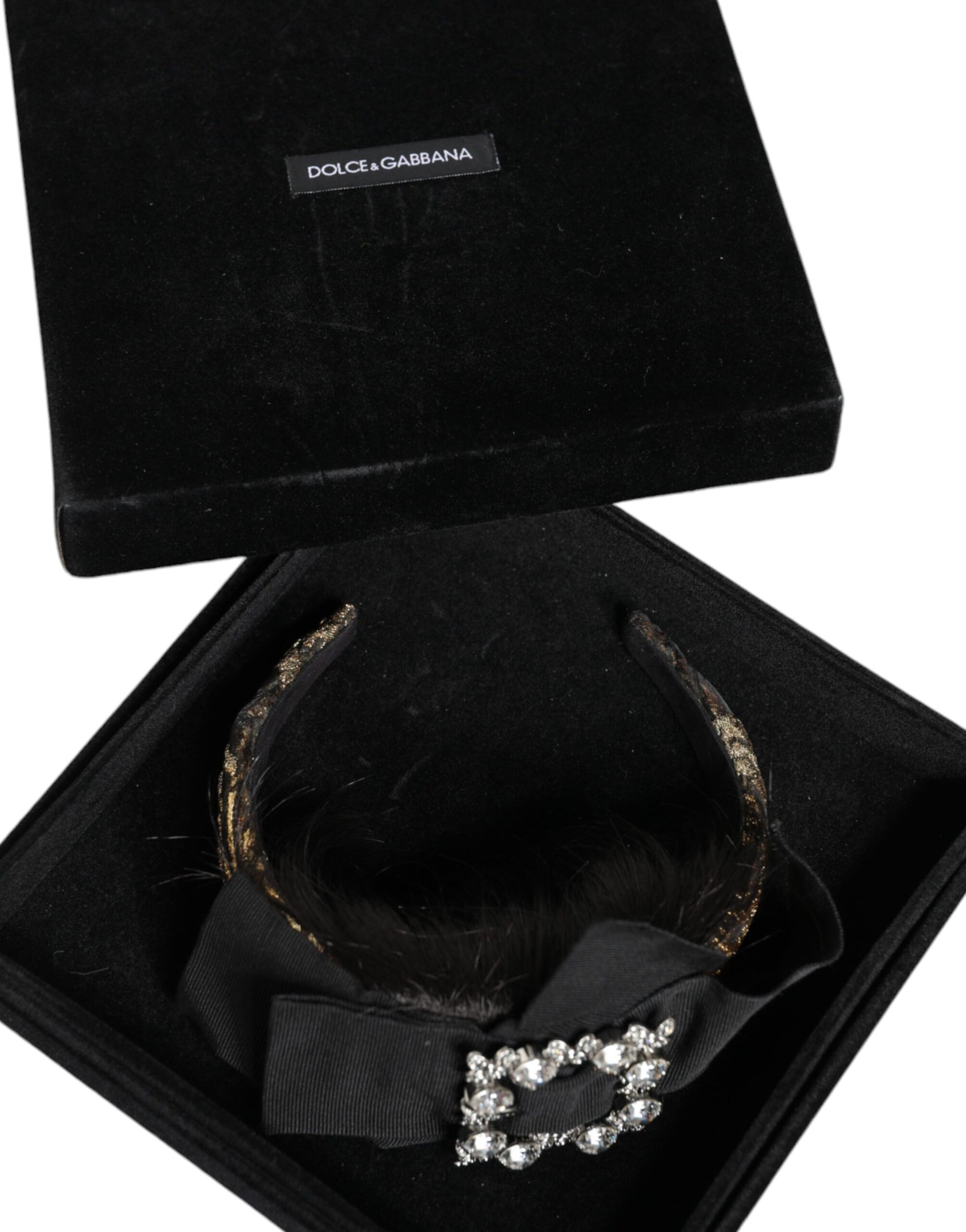 Dolce &amp; Gabbana Schwarzes Haar Parrucchiera Kristall Stirnband Diadem