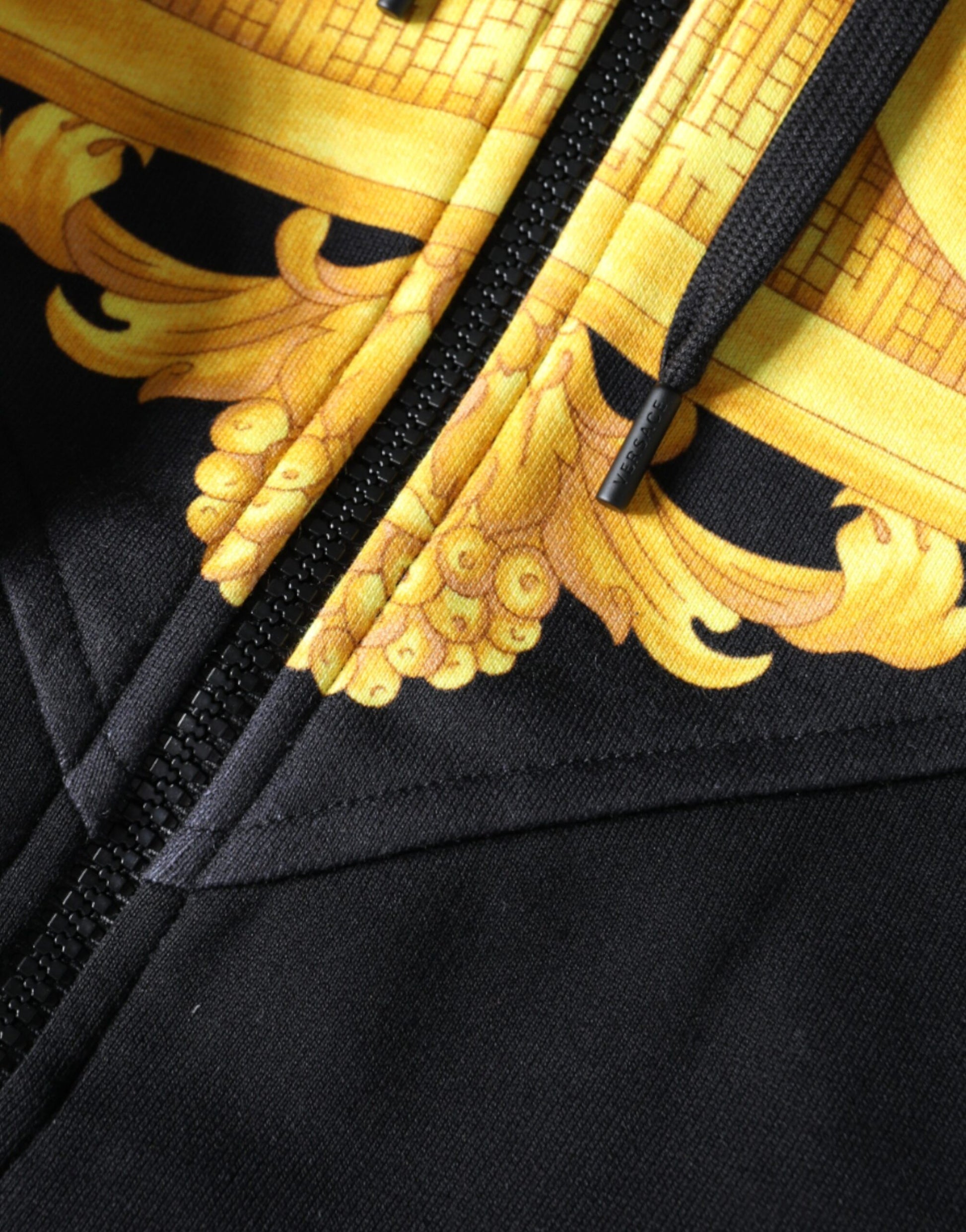 Sweatshirt à capuche et fermeture éclair intégrale en coton noir imprimé Méduse Versace
