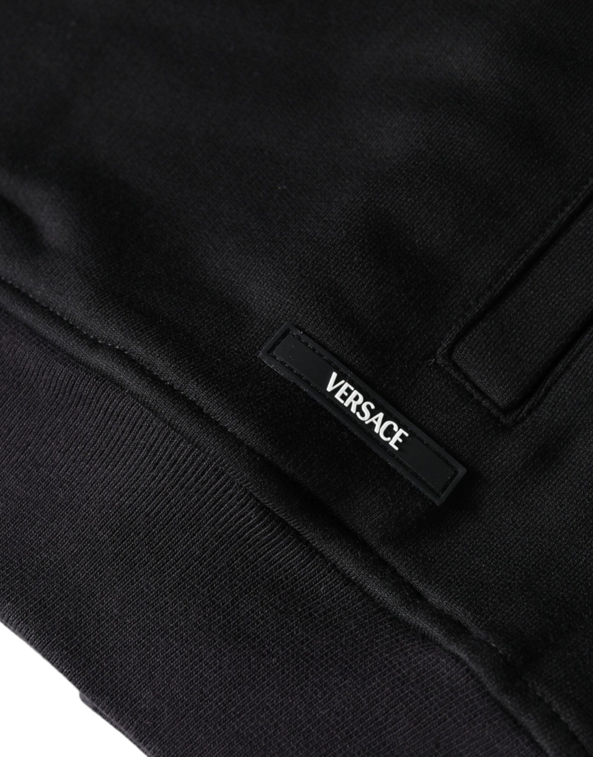 Sweatshirt à capuche et fermeture éclair intégrale en coton noir imprimé Méduse Versace