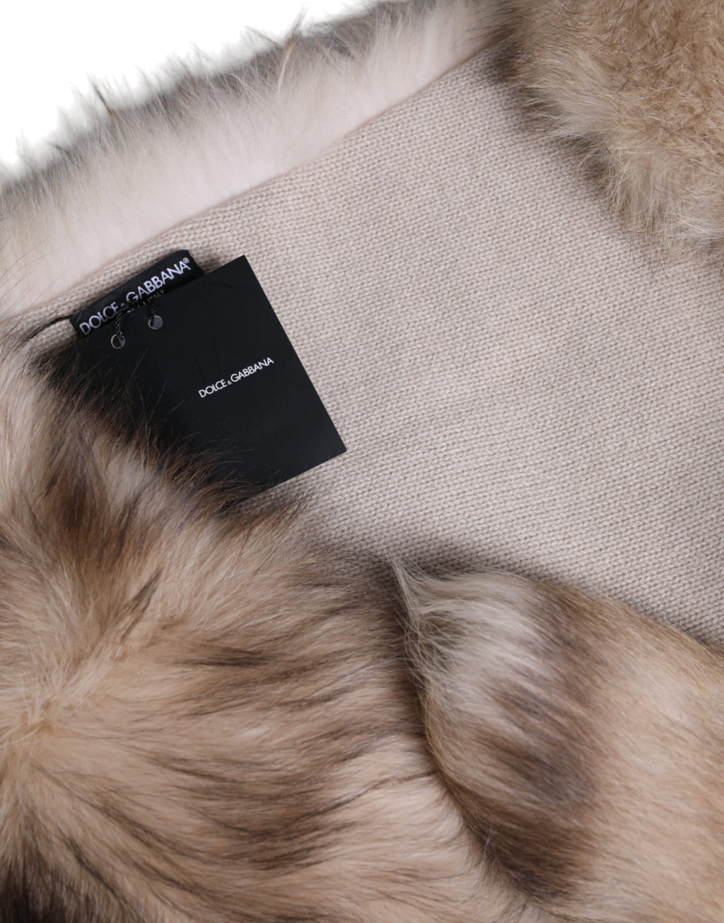 Cache-cou écharpe d'hiver en fourrure de renard givré marron Dolce & Gabbana