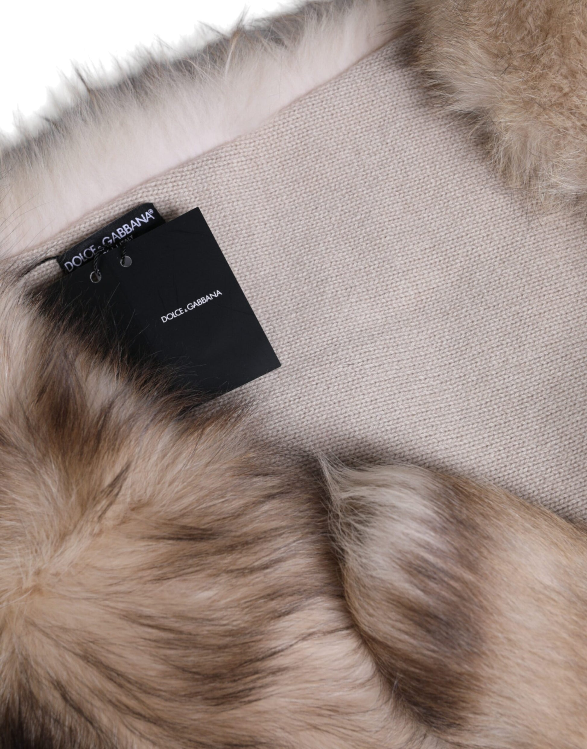 Cache-cou écharpe d'hiver en fourrure de renard givré marron Dolce & Gabbana
