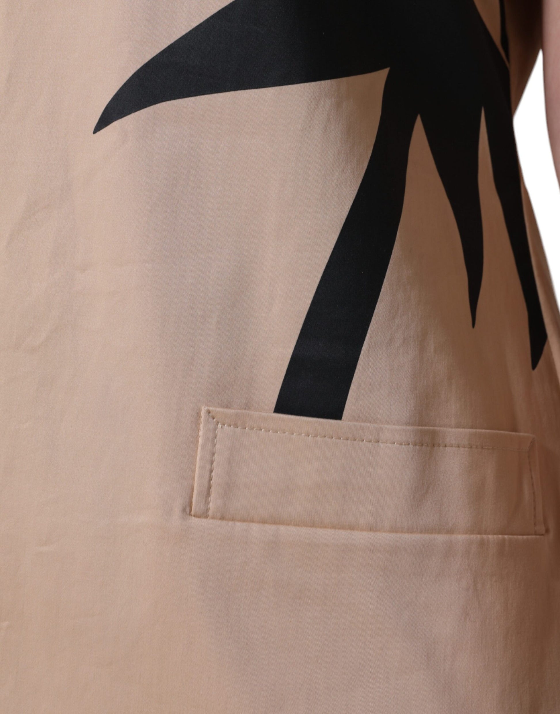 Moschino Beiges, kurzärmliges, knielanges Baumwollkleid