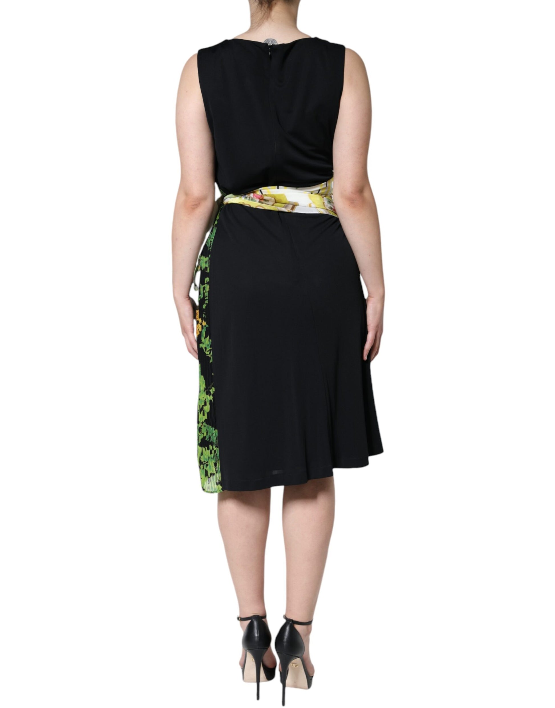 Robe fourreau mi-longue fleurie multicolore Roberto Cavalli