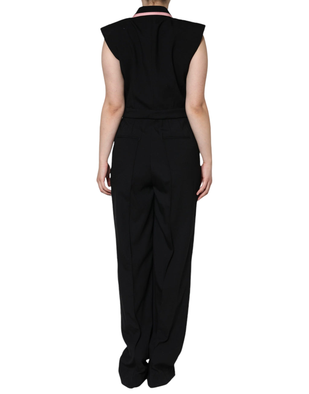 Combinaison-robe sans manches en mélange de laine noire Dolce & Gabbana