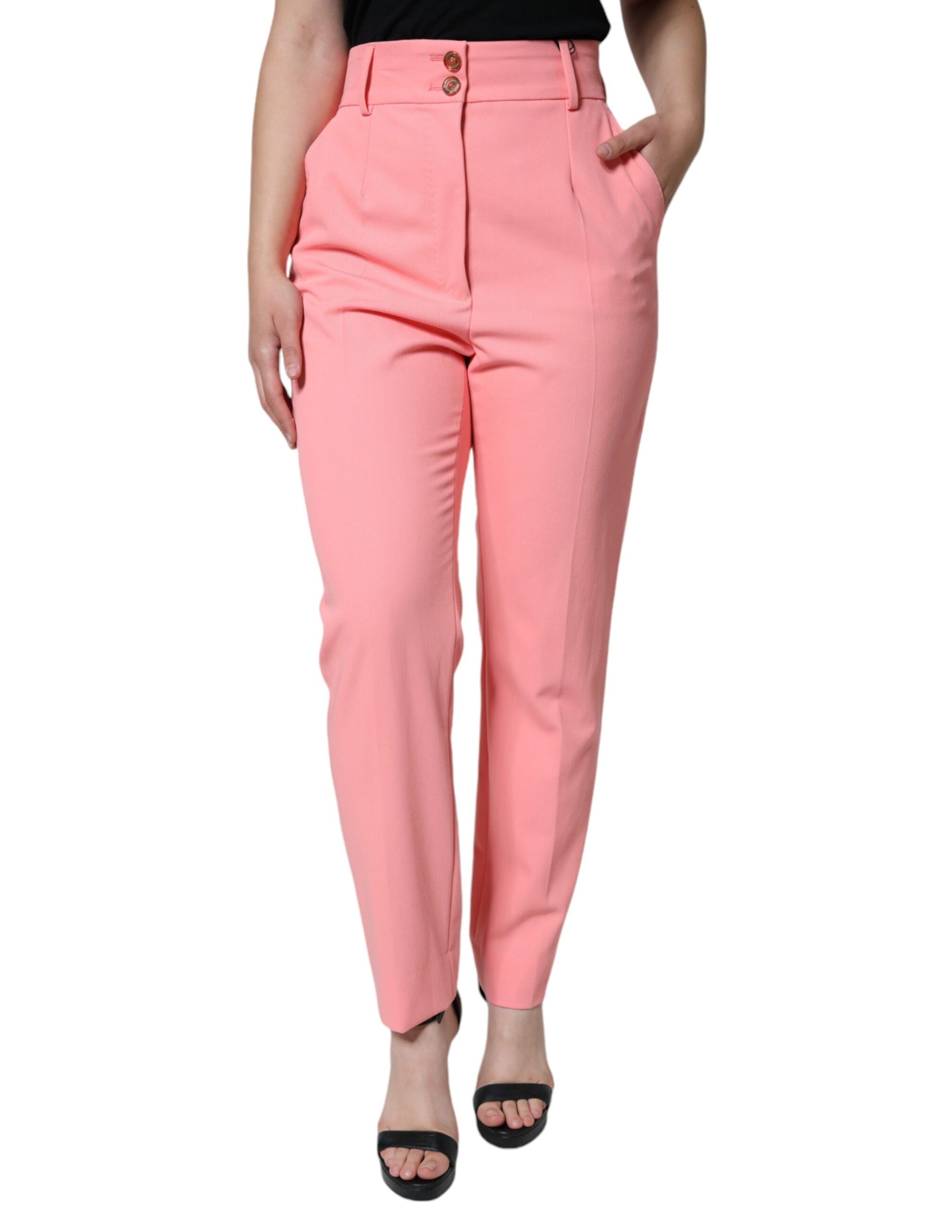 Pantalon fuselé taille haute en polyester rose vif Dolce & Gabbana