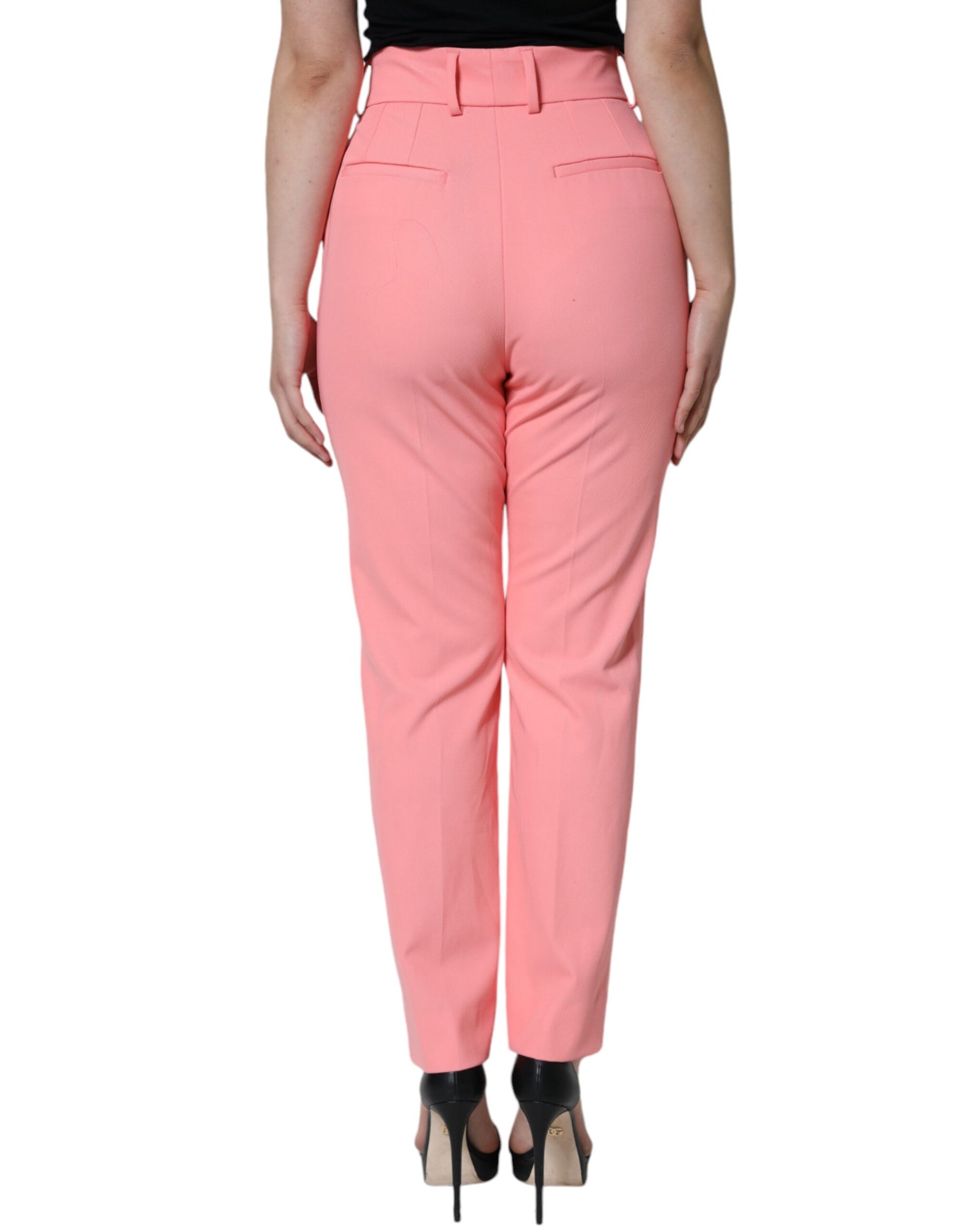 Pantalon fuselé taille haute en polyester rose vif Dolce & Gabbana
