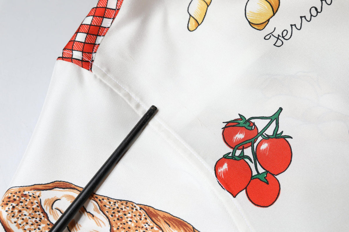 Dolce & Gabbana Multicolor Bread Print Collared Blouse Top