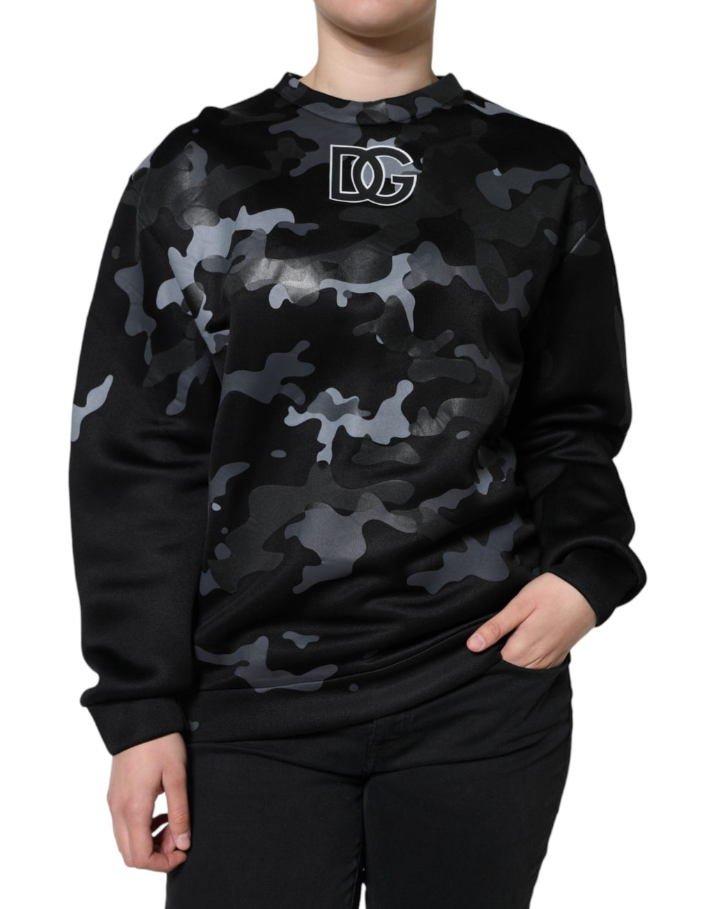 Dolce & Gabbana Sweat-shirt col rond camouflage noir