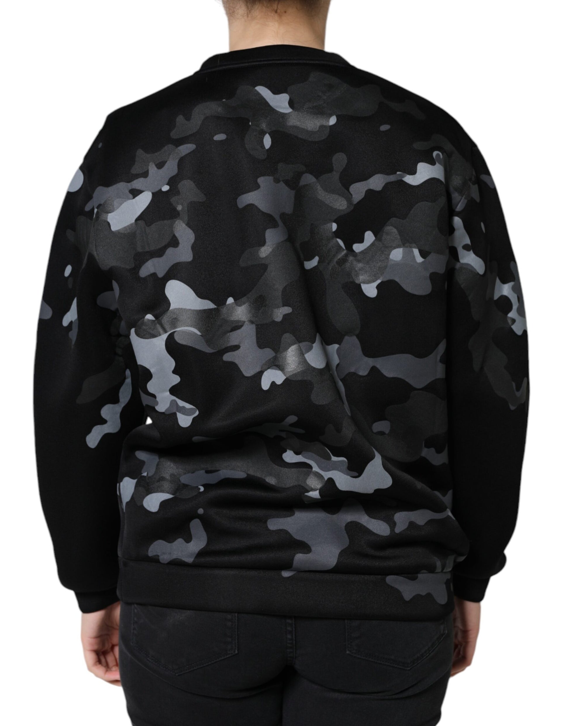 Dolce & Gabbana Sweat-shirt col rond camouflage noir