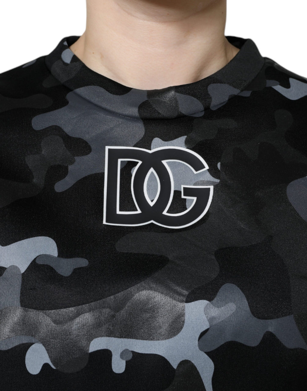Dolce & Gabbana Sweat-shirt col rond camouflage noir