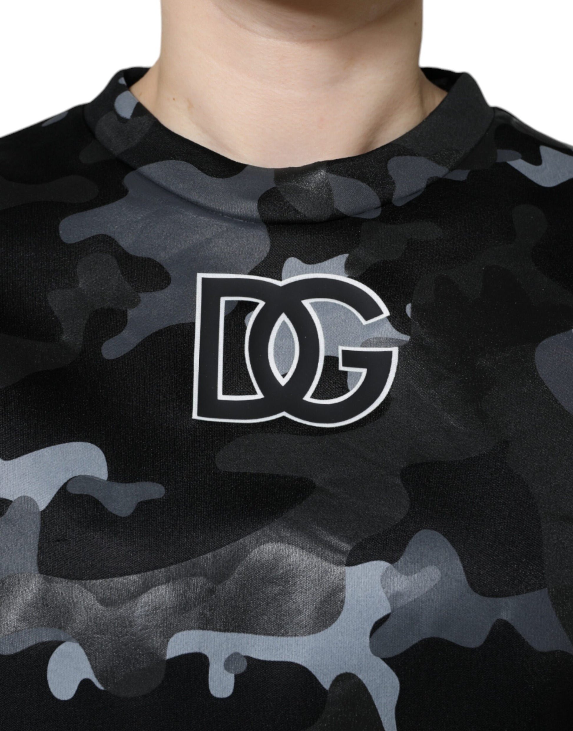 Dolce & Gabbana Sweat-shirt col rond camouflage noir