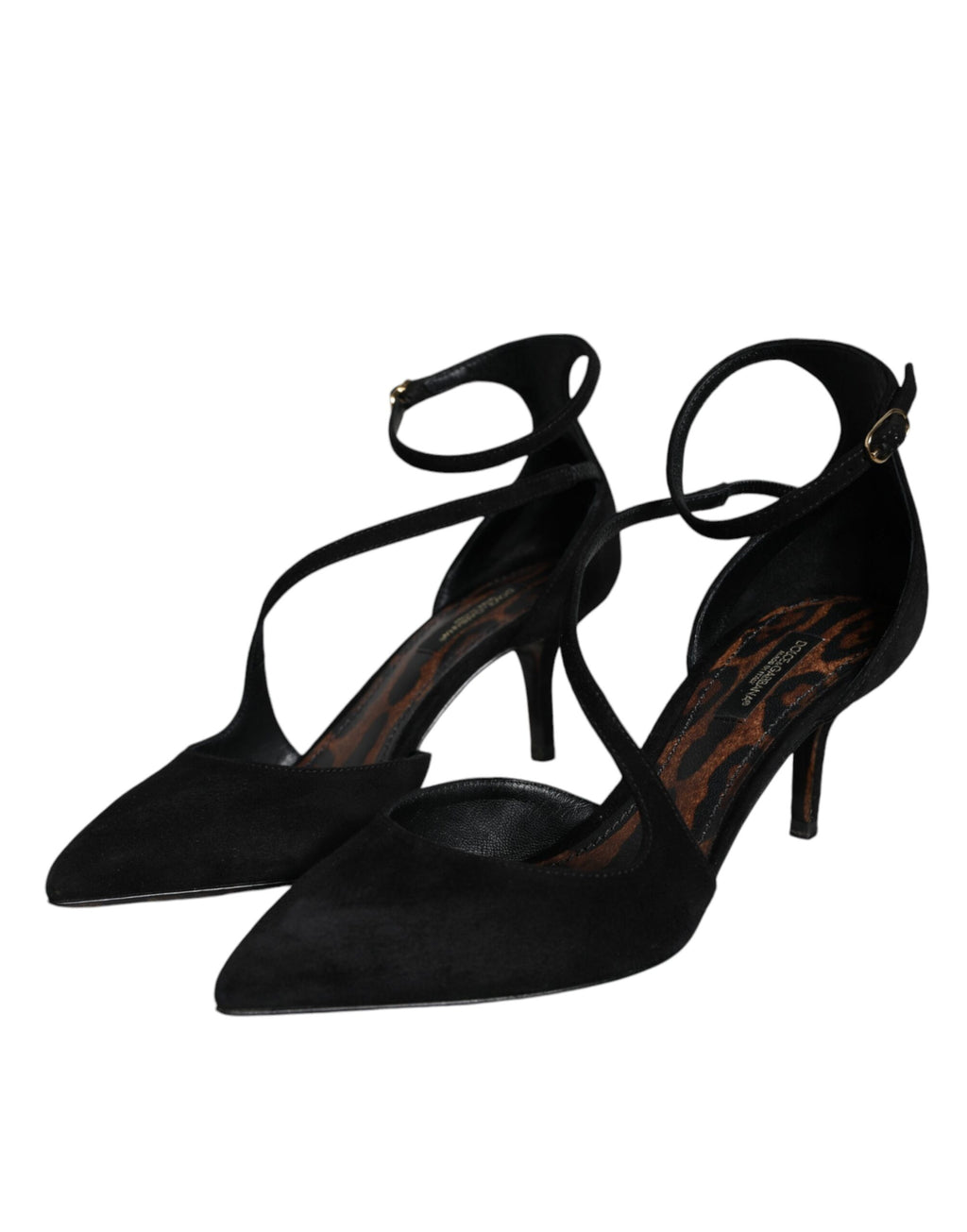 Chaussures à talons Dolce & Gabbana en daim noir avec bride à la cheville