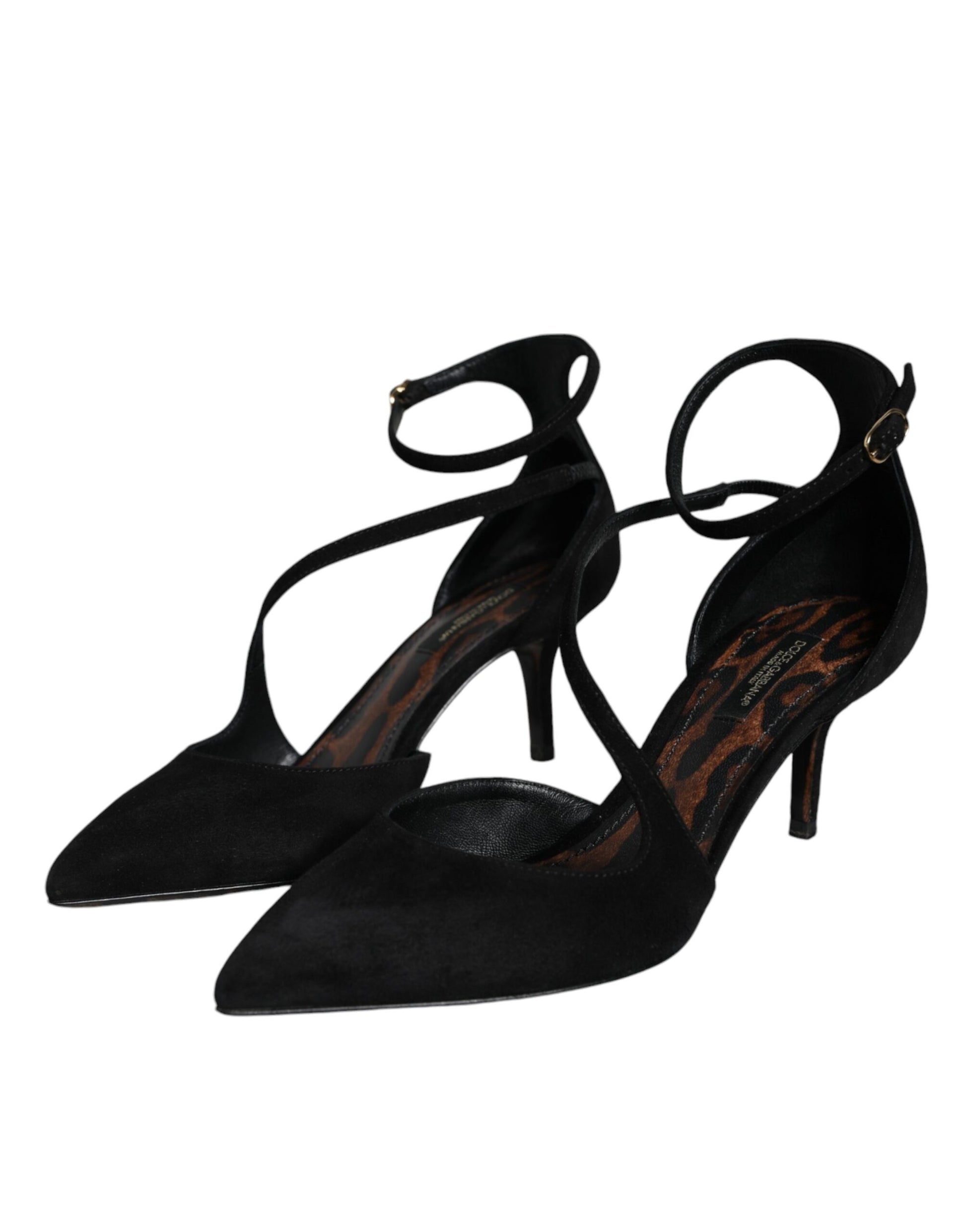 Chaussures à talons Dolce & Gabbana en daim noir avec bride à la cheville