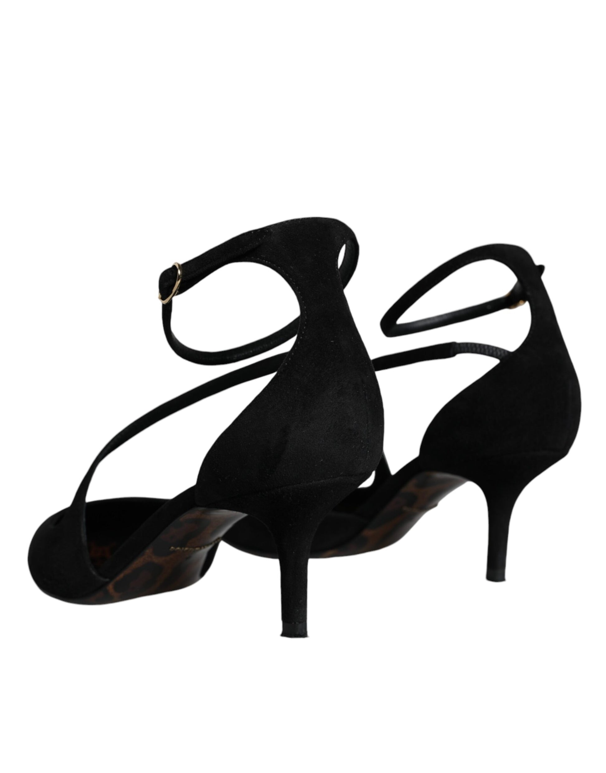 Chaussures à talons Dolce & Gabbana en daim noir avec bride à la cheville