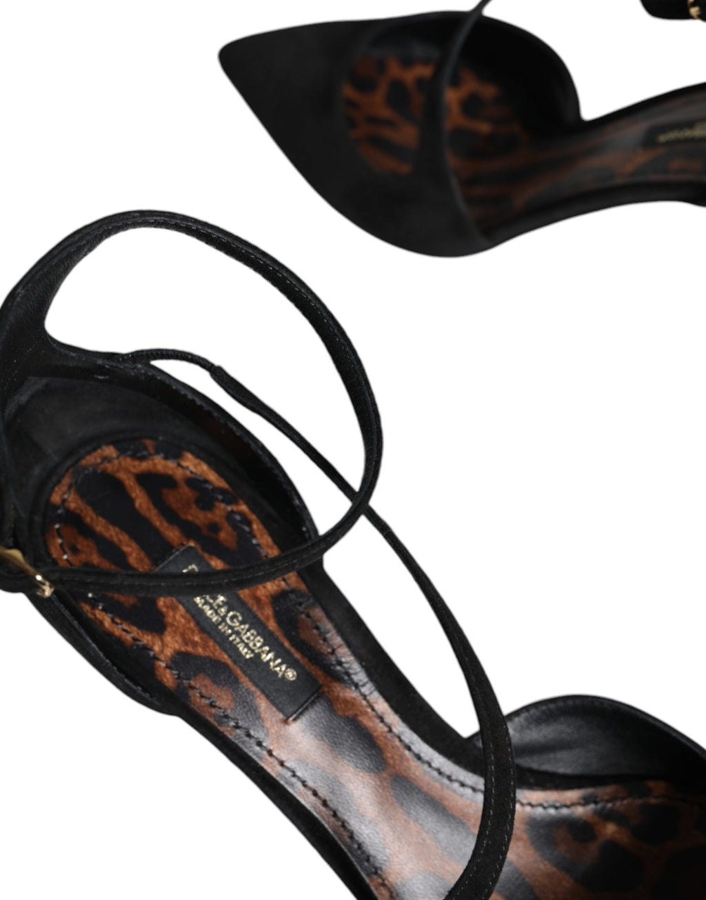 Chaussures à talons Dolce & Gabbana en daim noir avec bride à la cheville