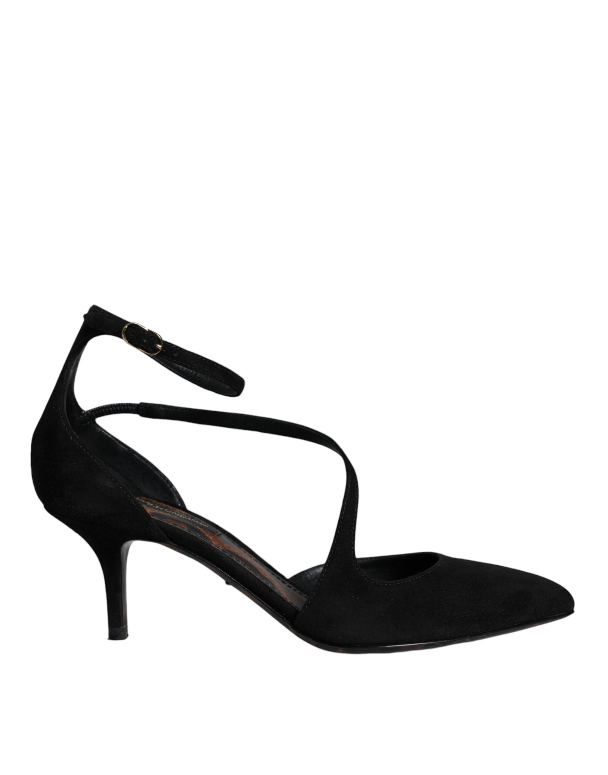 Chaussures à talons Dolce & Gabbana en daim noir avec bride à la cheville