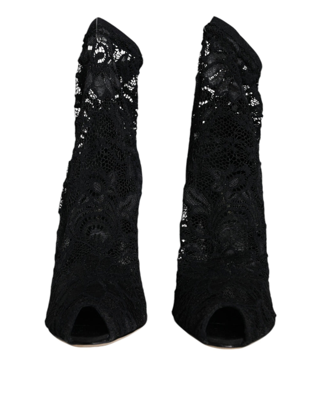 Chaussures Bottes Mi-Mollet Dolce & Gabbana en Dentelle Noire Extensible à Talons