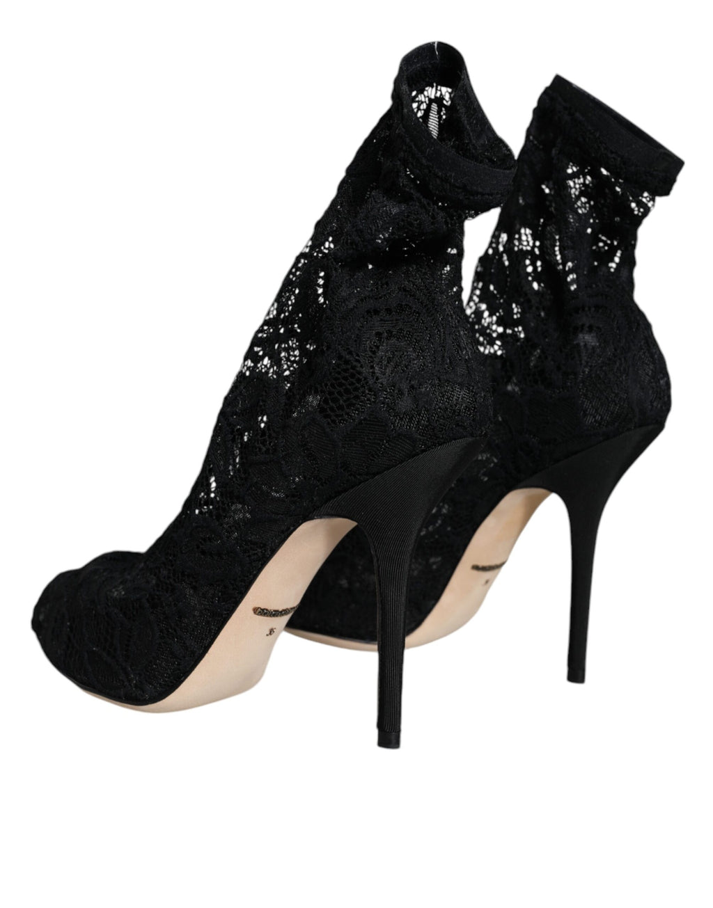 Chaussures Bottes Mi-Mollet Dolce & Gabbana en Dentelle Noire Extensible à Talons